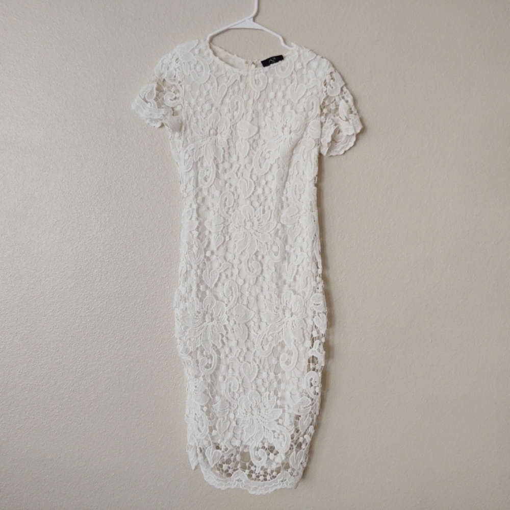 Ax Paris | Crochet White Midi Dress